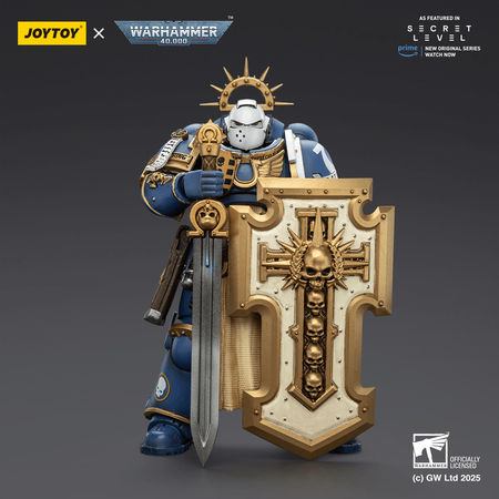 Warhammer 40K Ultramarines Levantus with Power Sword, Stormshield and Bolt Pistol Action Figure JoyToy JT02793